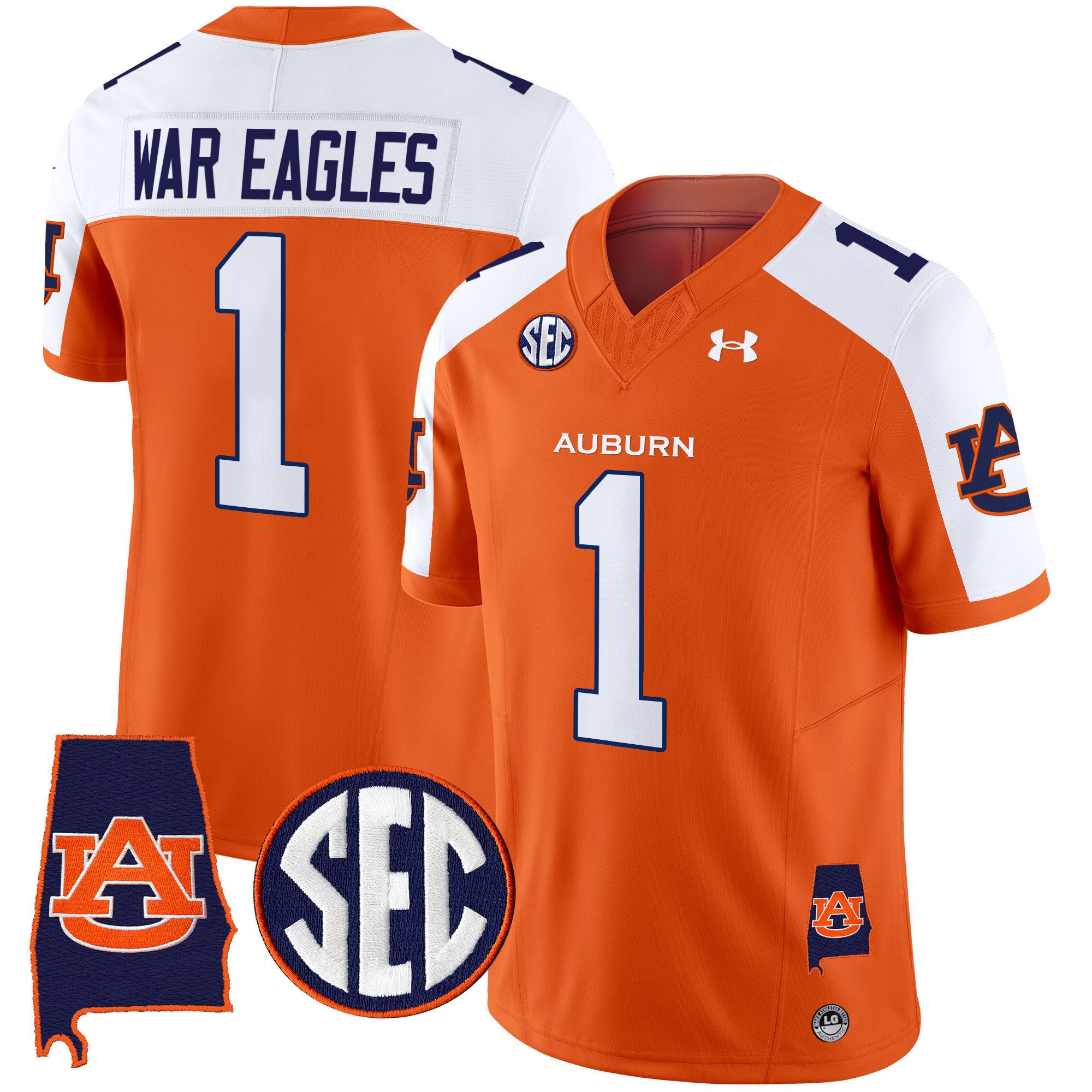 Men's Auburn Tigers 2024 Alabama Patch Vapor Limited Jersey - All Stitched - Orange Alternate, #1 War Eagles
