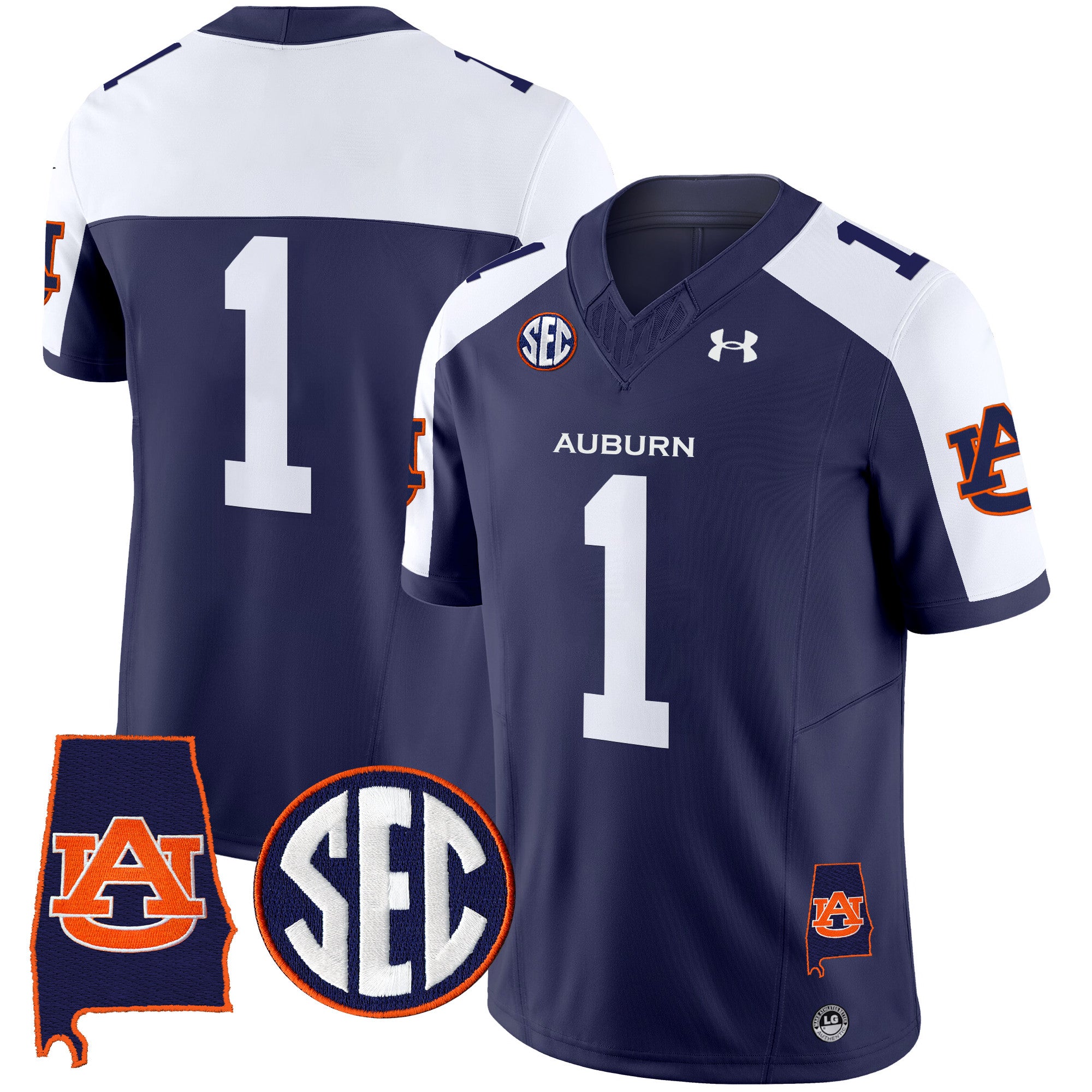 Men's Auburn Tigers 2025 Alabama Patch Vapor Limited Jersey - All Stitched - Navy Alternate, #1 Team