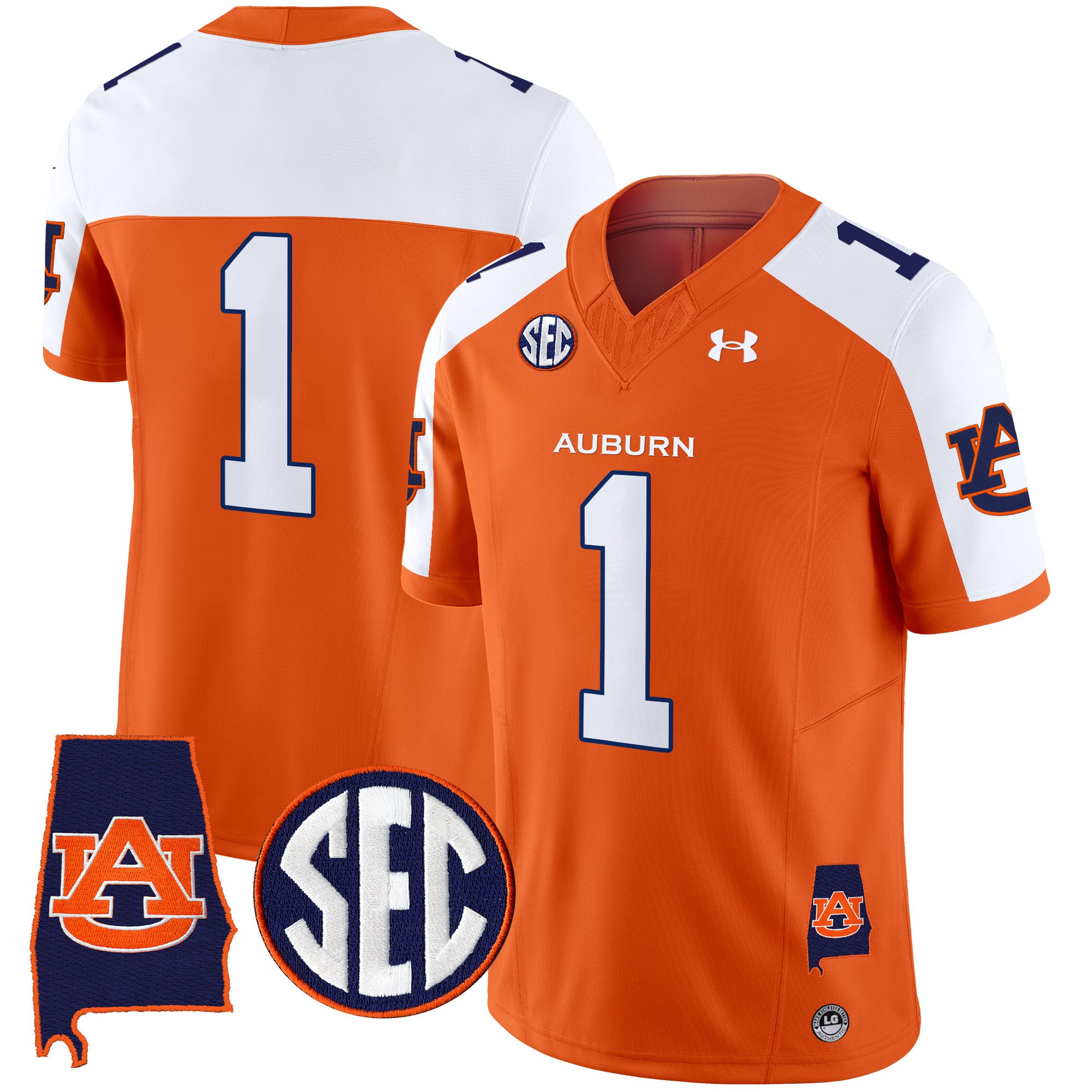 Men's Auburn Tigers 2025 Alabama Patch Vapor Limited Jersey - All Stitched - Orange Alternate, #1 Team