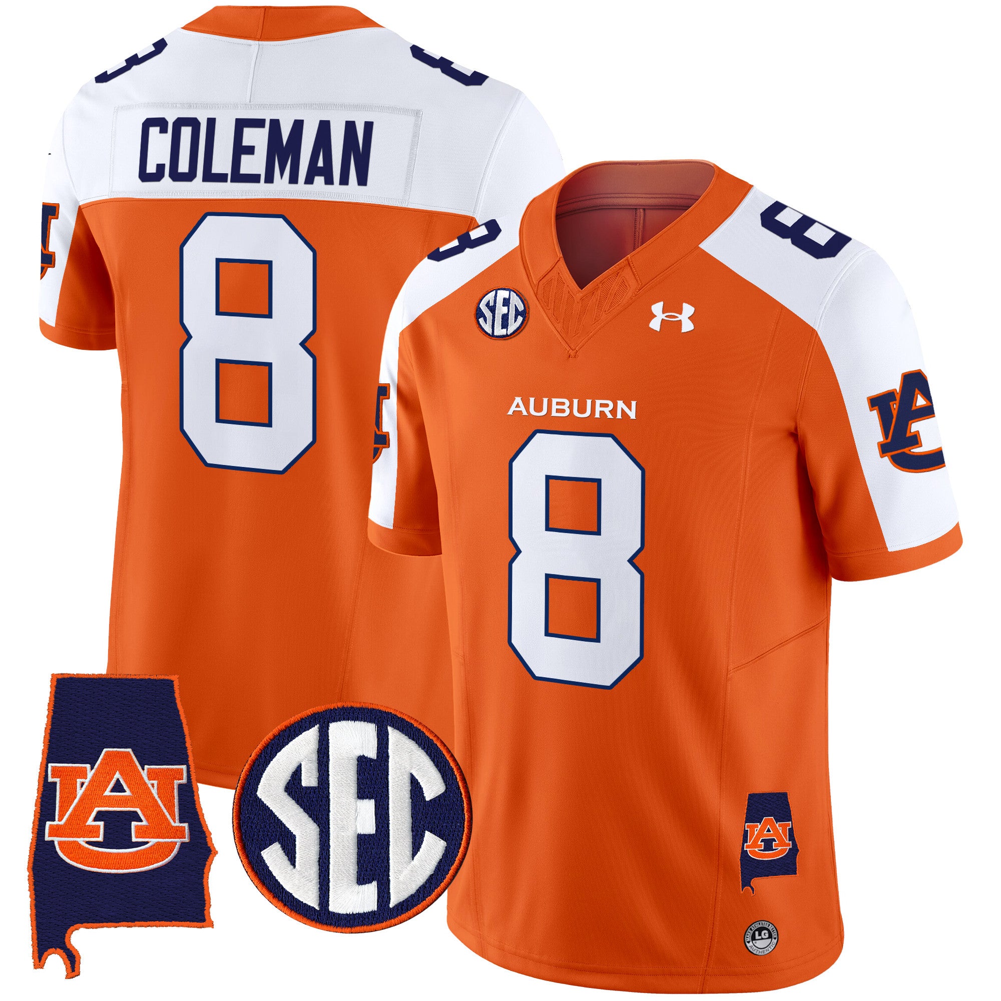 Men's Auburn Tigers 2025 Alabama Patch Vapor Limited Jersey - All Stitched - Orange Alternate, Cam Coleman