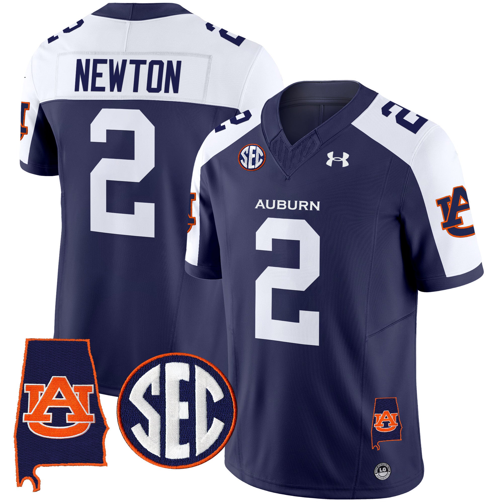 Men's Auburn Tigers 2025 Alabama Patch Vapor Limited Jersey - All Stitched - Navy Alternate, Cam Newton