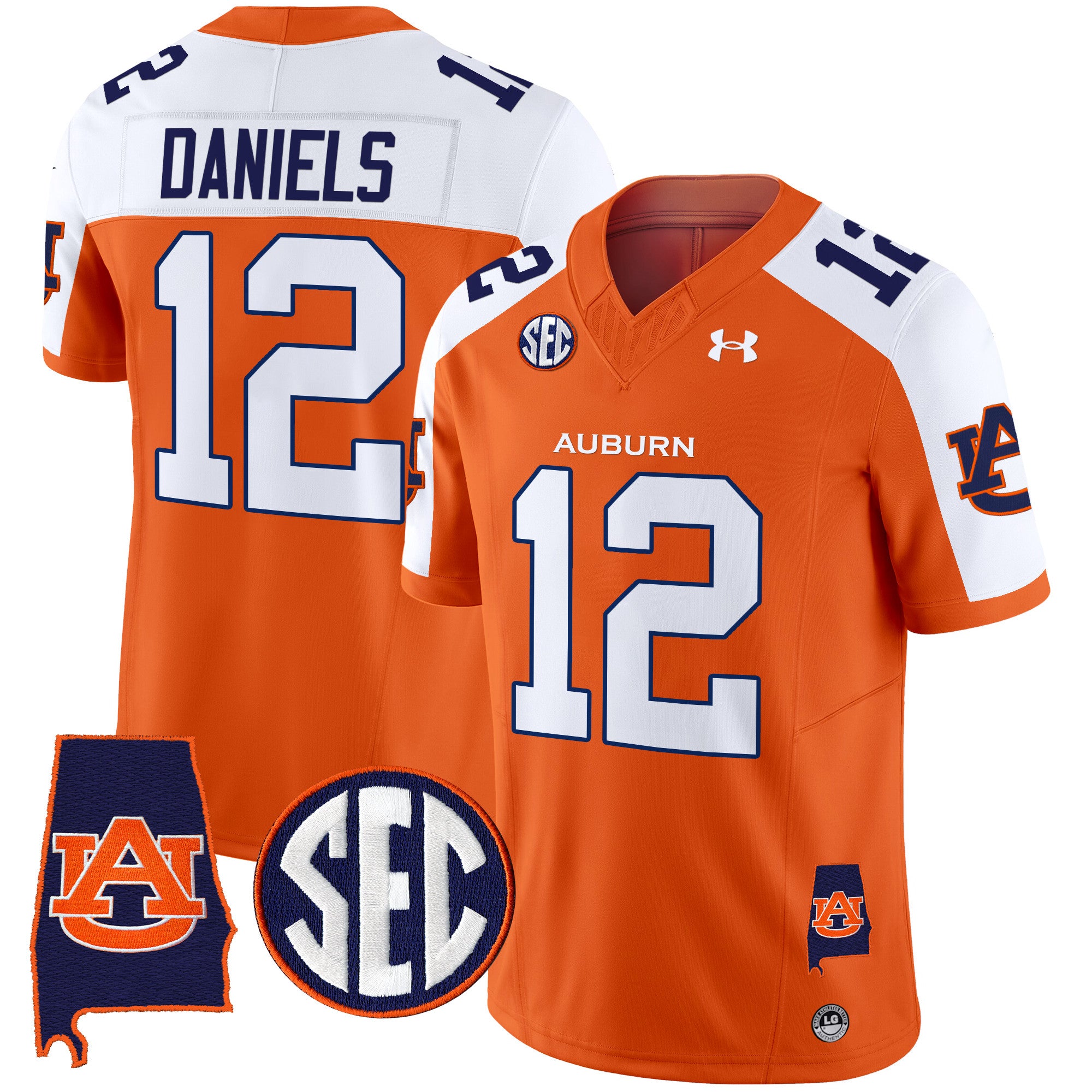 Men's Auburn Tigers 2025 Alabama Patch Vapor Limited Jersey - All Stitched - Orange Alternate, Ashton Daniels