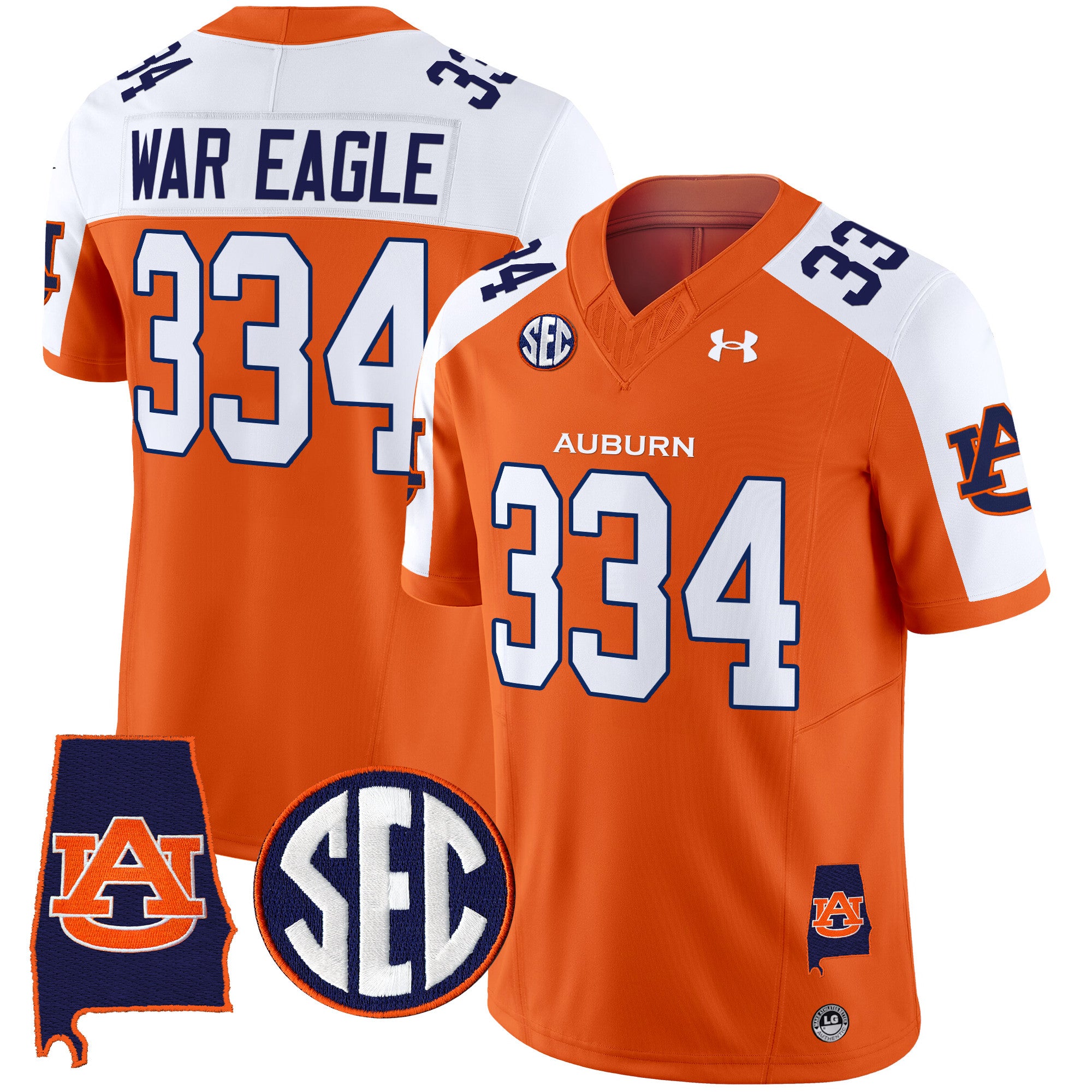 Men's Auburn Tigers 2025 Alabama Patch Vapor Limited Jersey - All Stitched - Orange Alternate, War Eagle 334