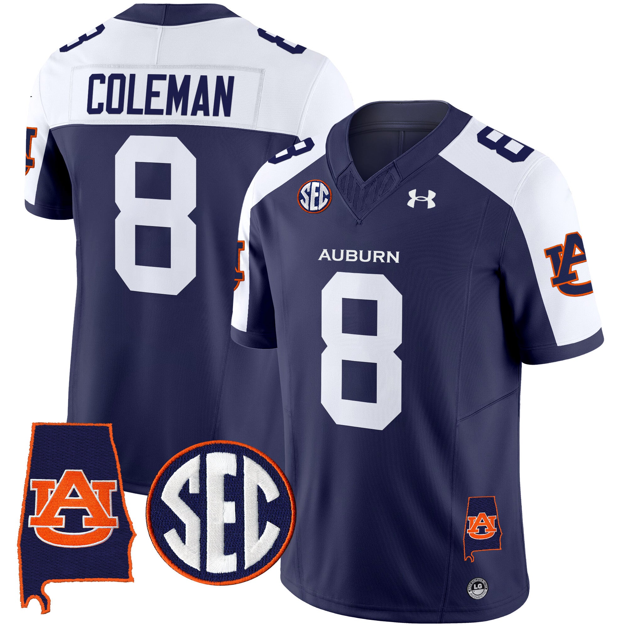 Men's Auburn Tigers 2025 Alabama Patch Vapor Limited Jersey - All Stitched - Navy Alternate, Cam Coleman