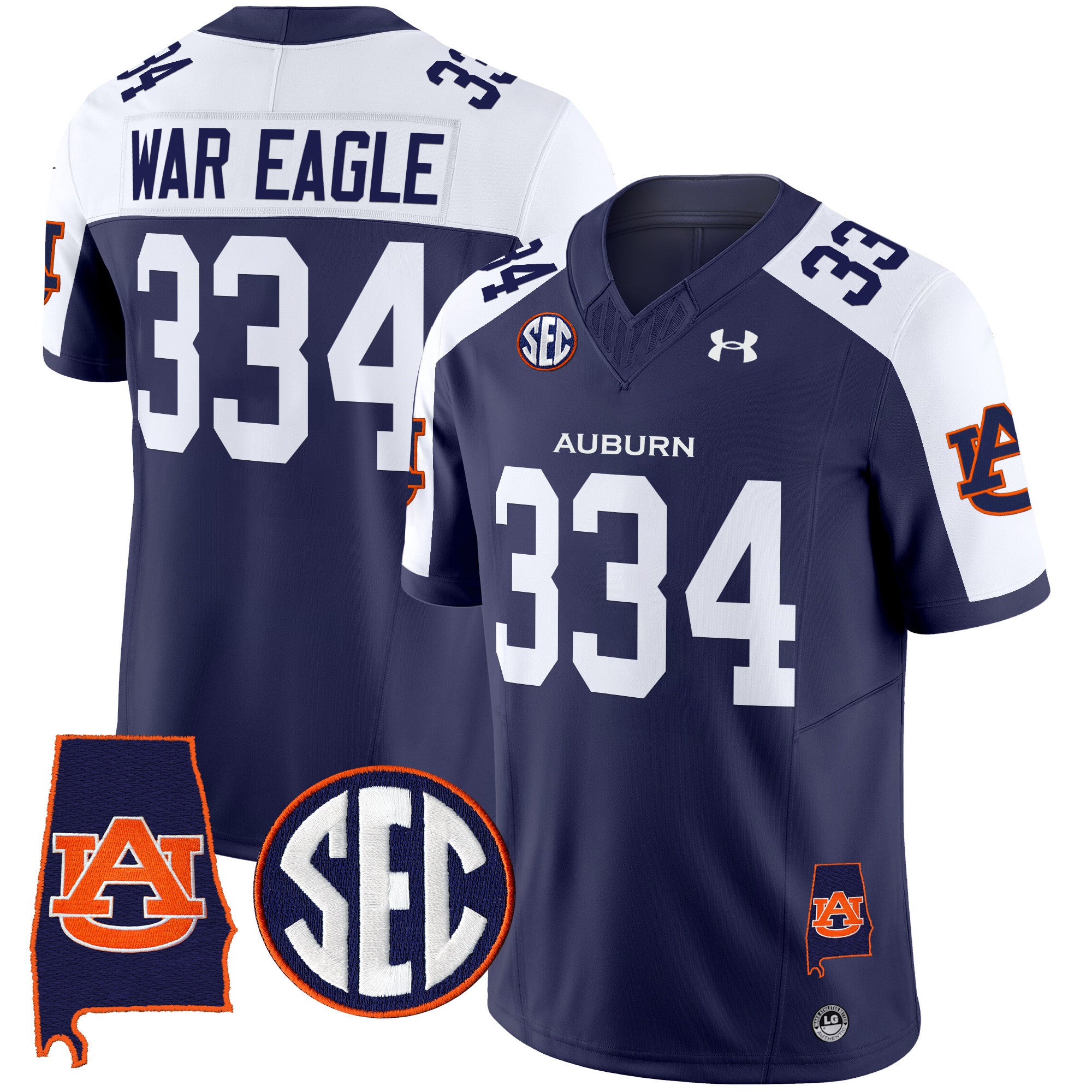 Men's Auburn Tigers 2025 Alabama Patch Vapor Limited Jersey - All Stitched - Navy Alternate, War Eagle 334