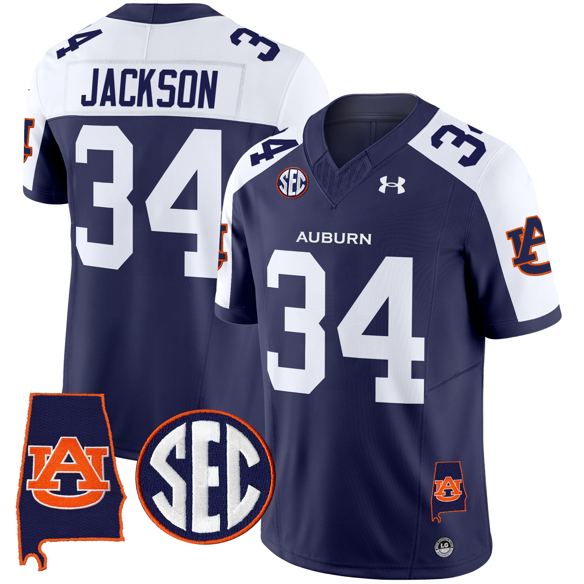 Men's Auburn Tigers 2025 Alabama Patch Vapor Limited Jersey - All Stitched - Navy Alternate, Bo Jackson
