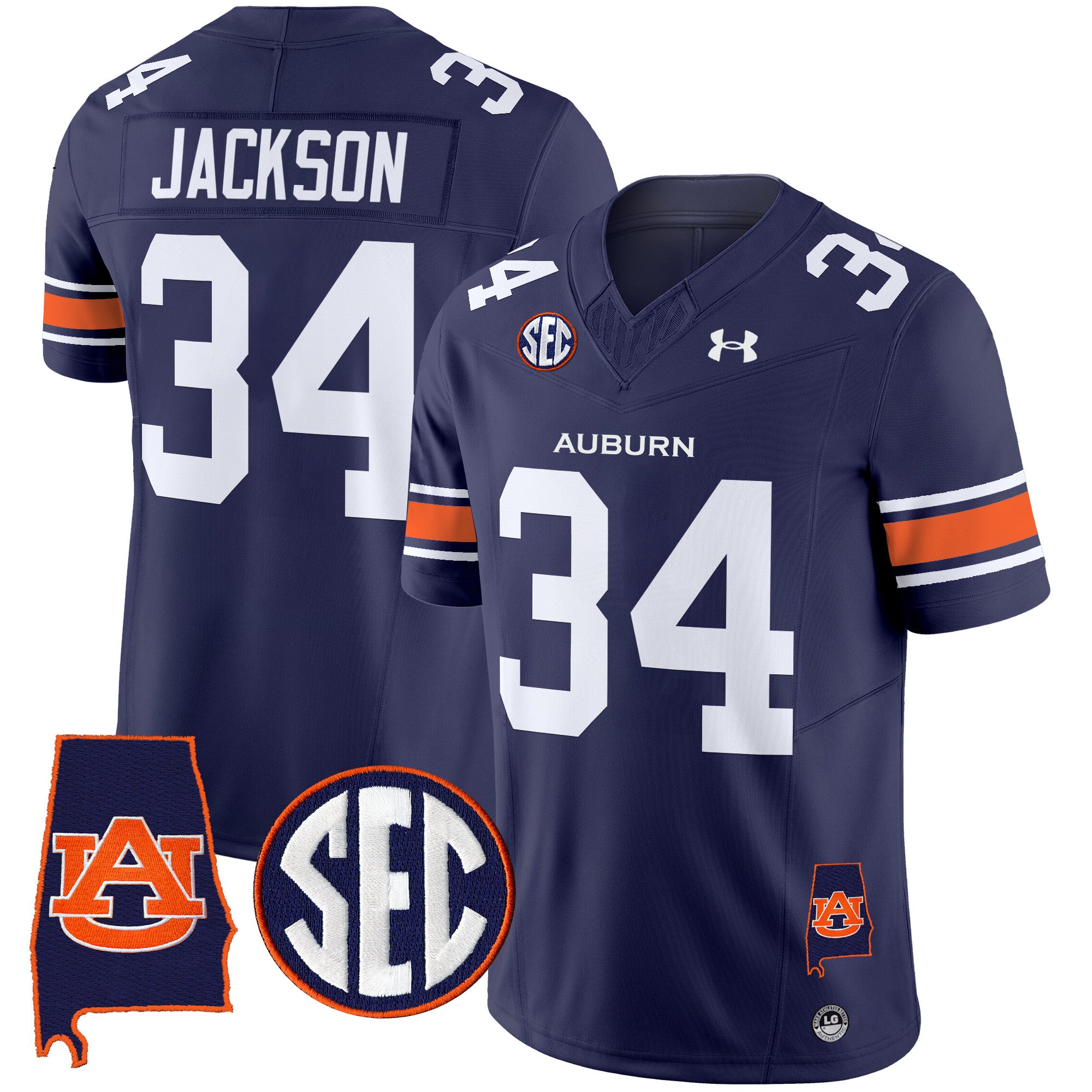 Men's Auburn Tigers 2025 Alabama Patch Vapor Limited Jersey - All Stitched - Navy, Bo Jackson