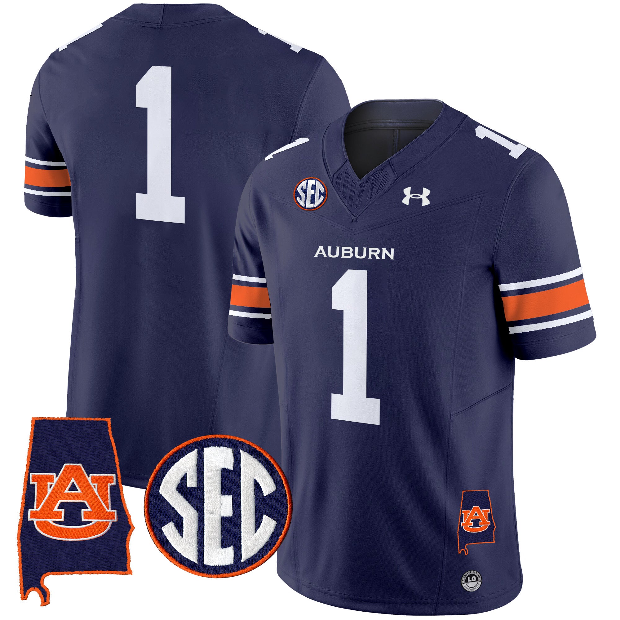 Men's Auburn Tigers 2025 Alabama Patch Vapor Limited Jersey - All Stitched - Navy, #1 Team