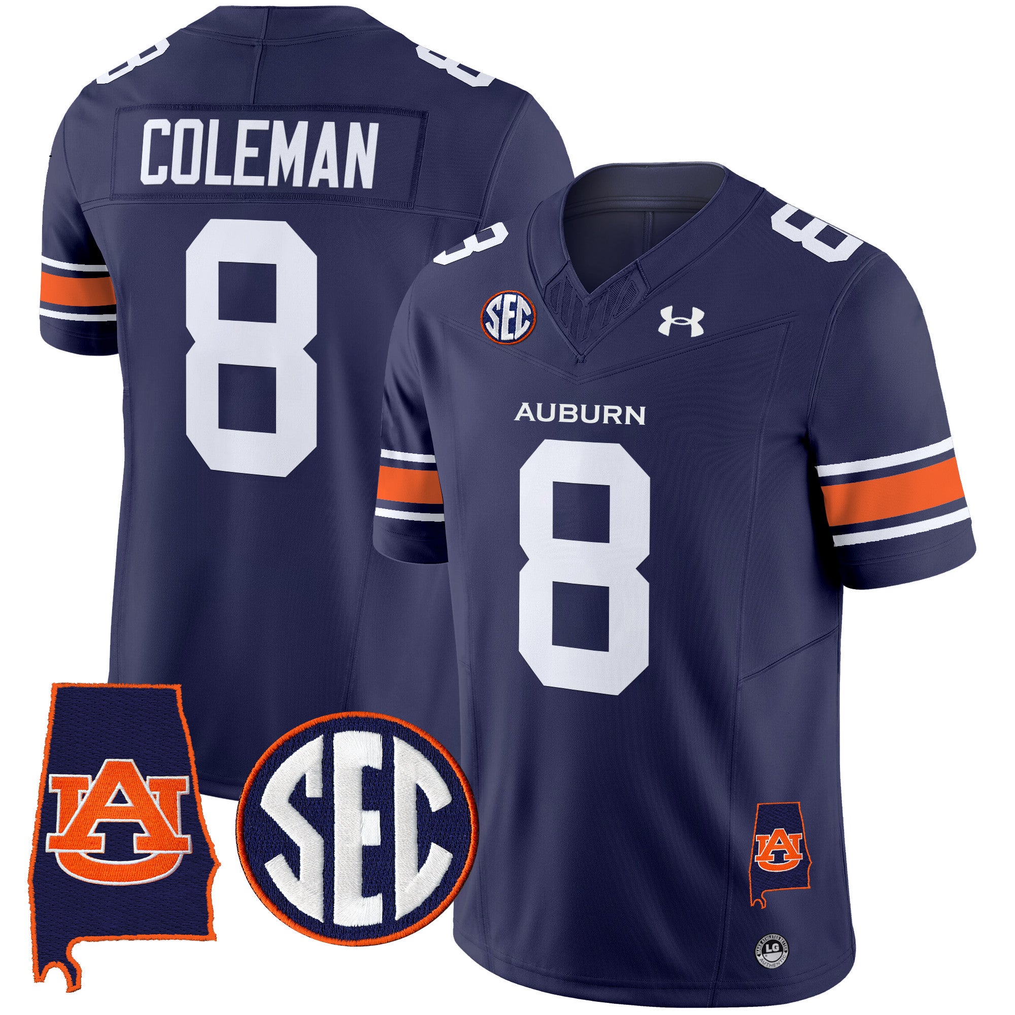 Men's Auburn Tigers 2025 Alabama Patch Vapor Limited Jersey - All Stitched - Navy, Cam Coleman