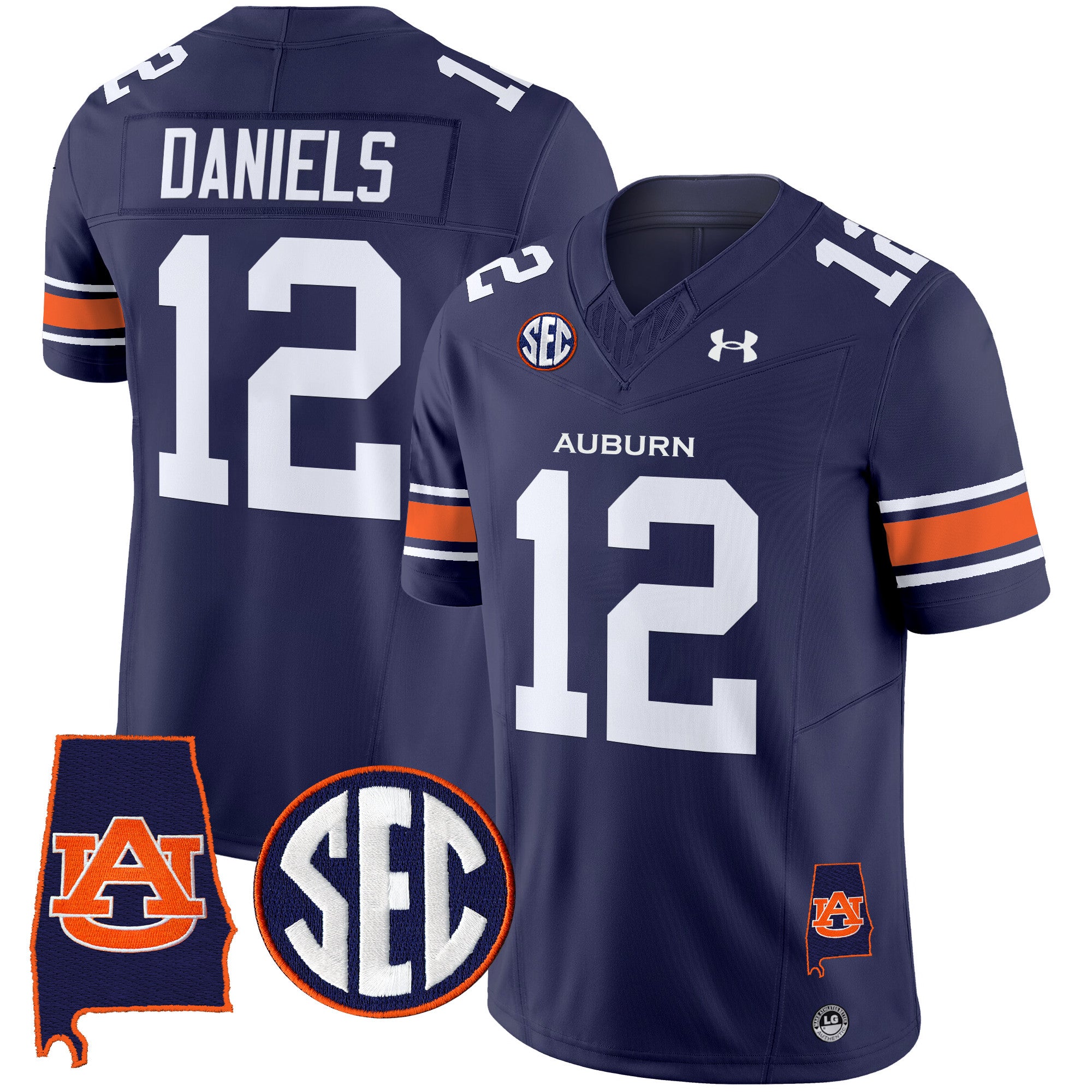 Men's Auburn Tigers 2025 Alabama Patch Vapor Limited Jersey - All Stitched - Navy, Ashton Daniels