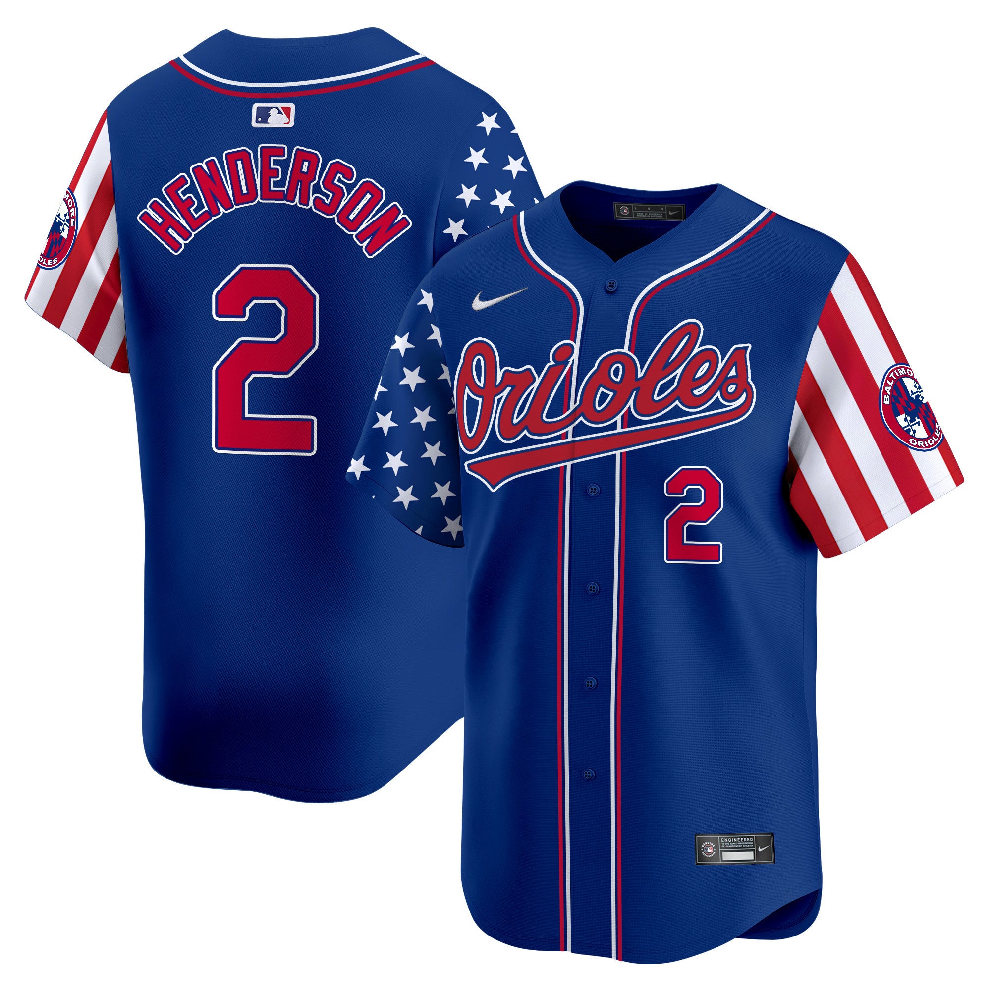 Men's Baltimore Orioles 2024 Independence Day Vapor Premier Limited Jersey - All Stitched - Royal, Gunnar Henderson