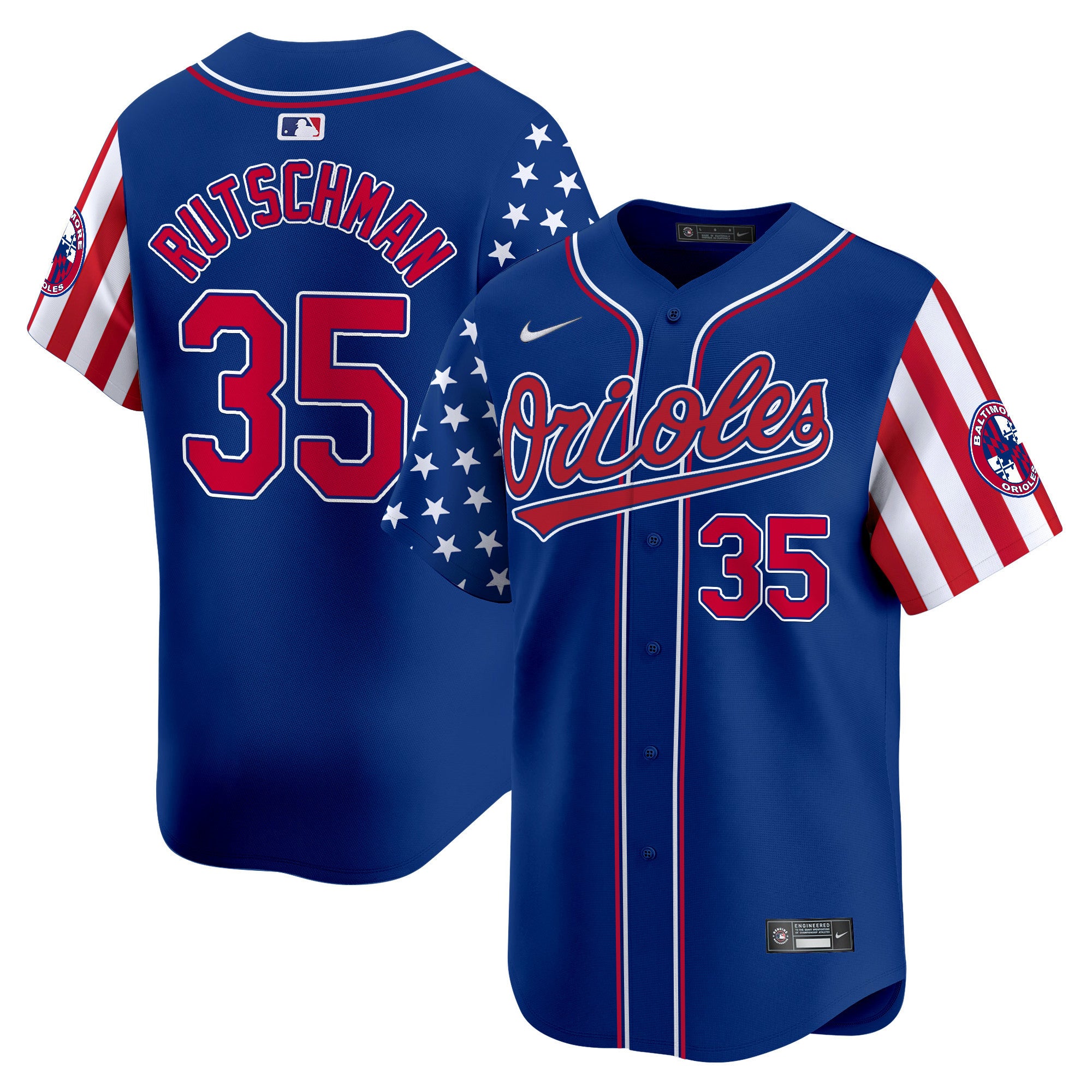 Men's Baltimore Orioles 2024 Independence Day Vapor Premier Limited Jersey - All Stitched - Royal, Adley Rutschman