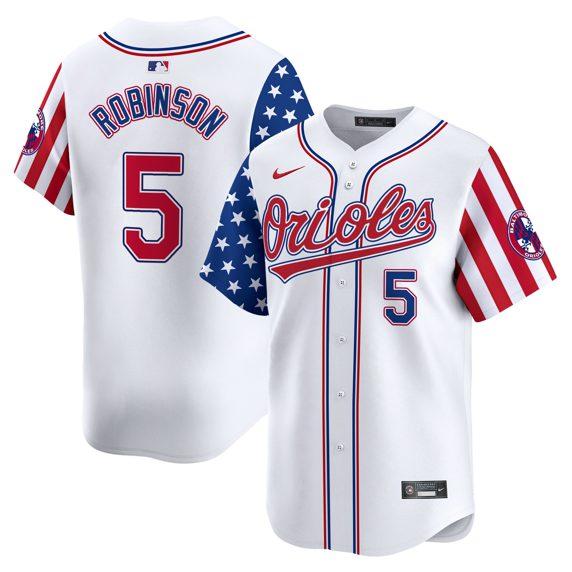 Men's Baltimore Orioles 2024 Independence Day Vapor Premier Limited Jersey - All Stitched - White, Brooks Robinson