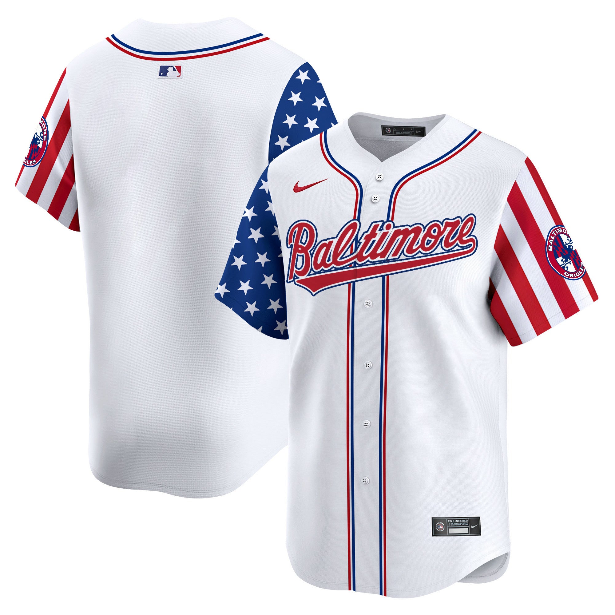 Men's Baltimore Orioles 2024 Independence Day Vapor Premier Limited Jersey - All Stitched - White Limited, Team