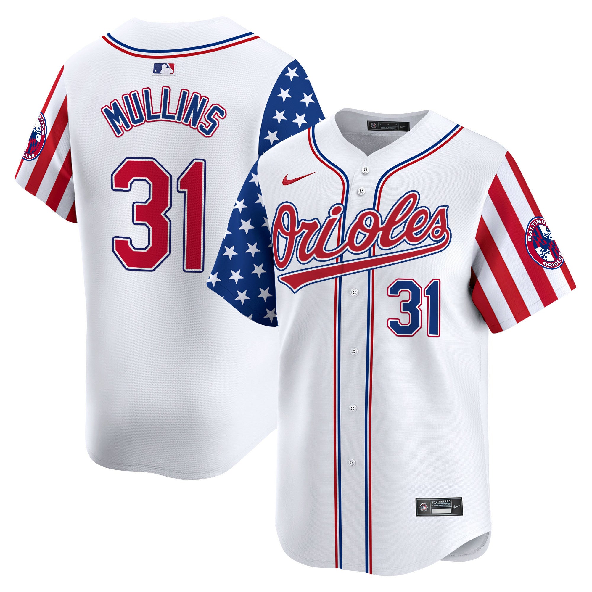 Men's Baltimore Orioles 2024 Independence Day Vapor Premier Limited Jersey - All Stitched - White, Cedric Mullins