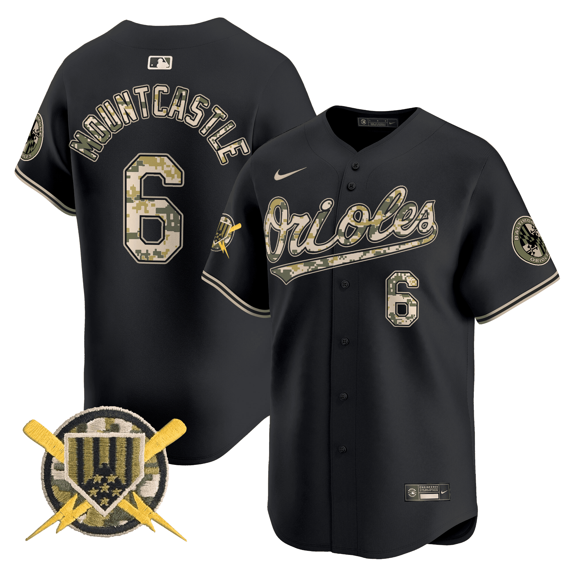 Men's Baltimore Orioles Armed Forces Day Vapor Premier Limited Jersey - All Stitched - Black, Ryan Mountcastle