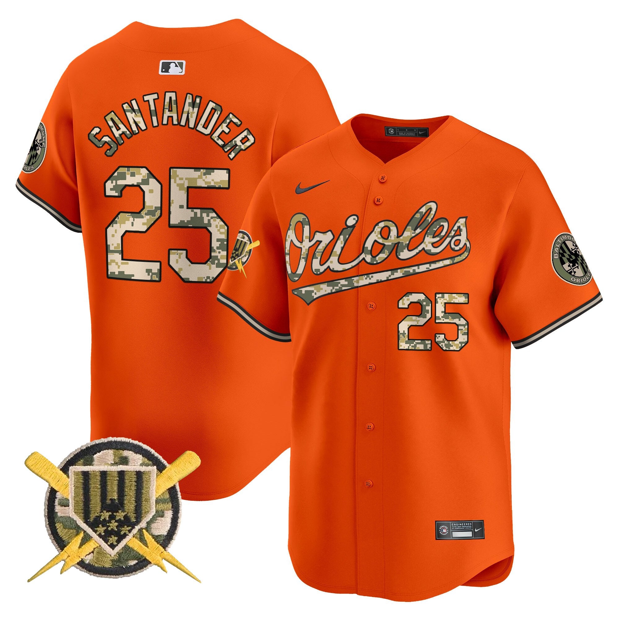 Men's Baltimore Orioles Armed Forces Day Vapor Premier Limited Jersey - All Stitched - Orange, Anthony Santander