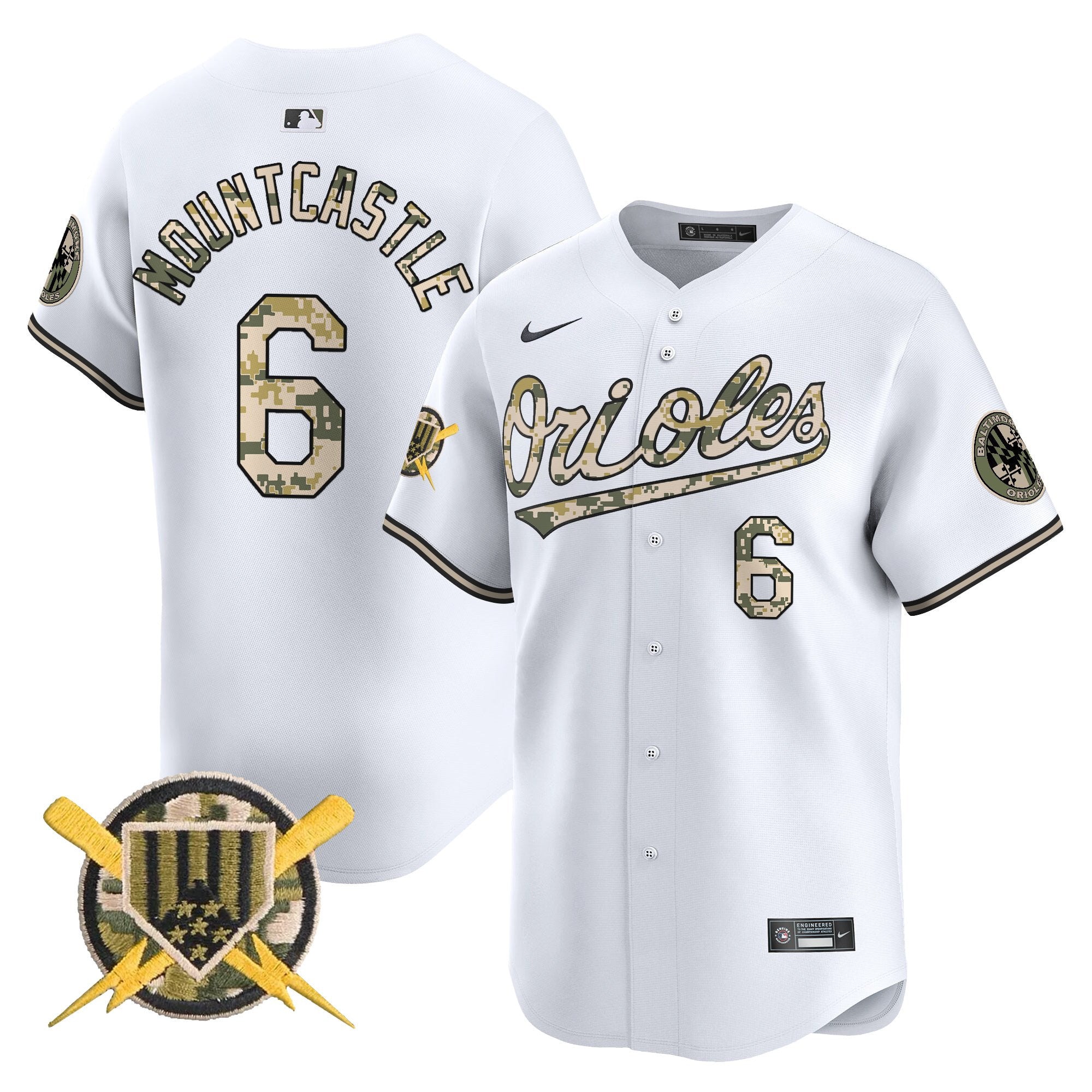 Men's Baltimore Orioles Armed Forces Day Vapor Premier Limited Jersey - All Stitched - White, Ryan Mountcastle
