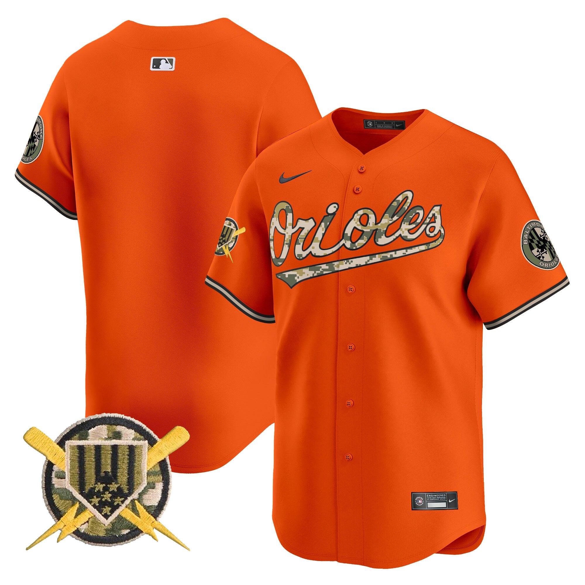 Men's Baltimore Orioles Armed Forces Day Vapor Premier Limited Jersey - All Stitched - Orange, Team