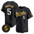 Men's Baltimore Orioles Robinson Patch Vapor Premier Limited Jersey V2 - All Stitched - Black Limited, Brooks Robinson