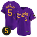 Men's Baltimore Orioles Robinson Patch Vapor Premier Limited Jersey V2 - All Stitched - Purple Gold, Brooks Robinson