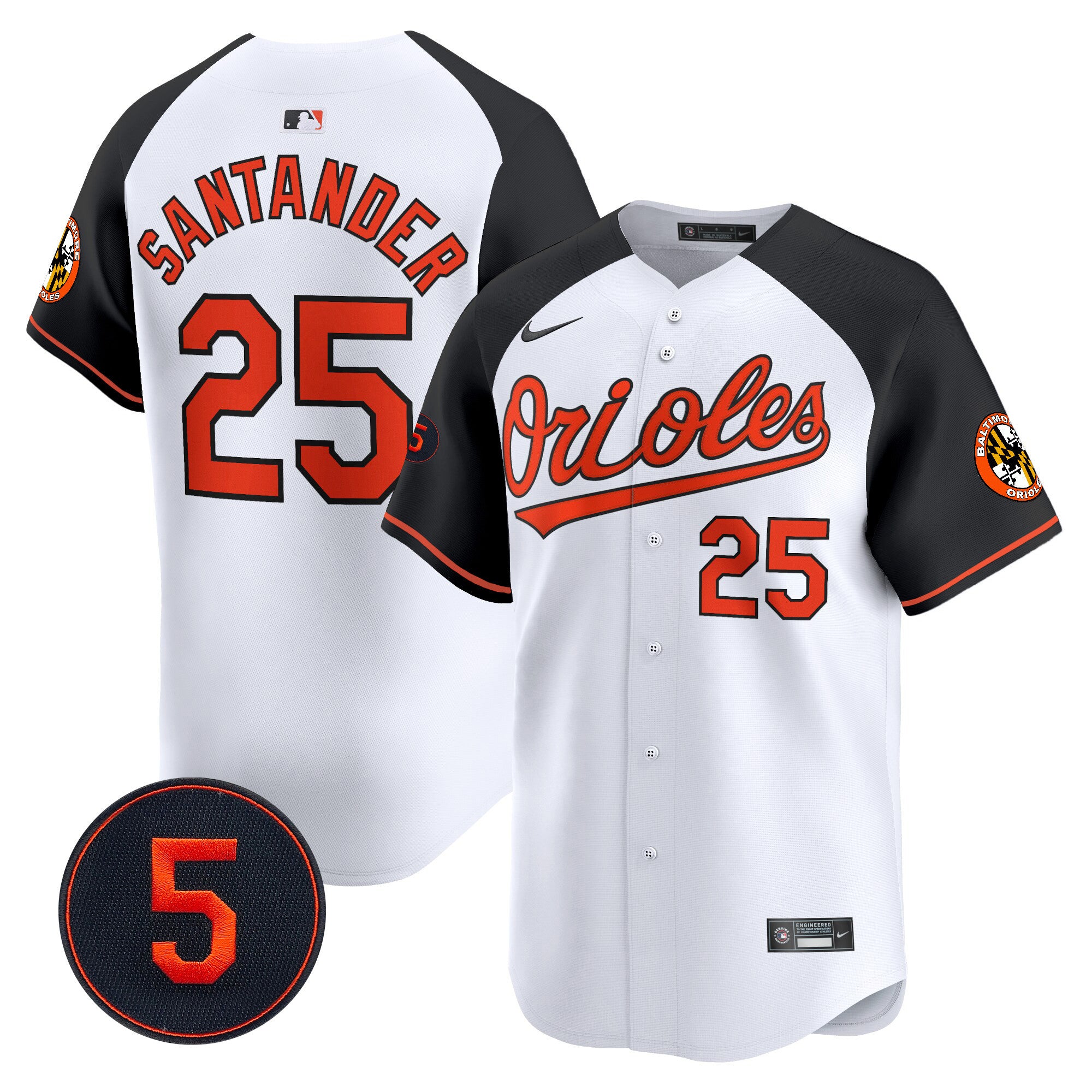 Men's Baltimore Orioles Robinson Patch Vapor Premier Limited Jersey V2 - All Stitched - White Alternate, Anthony Santander