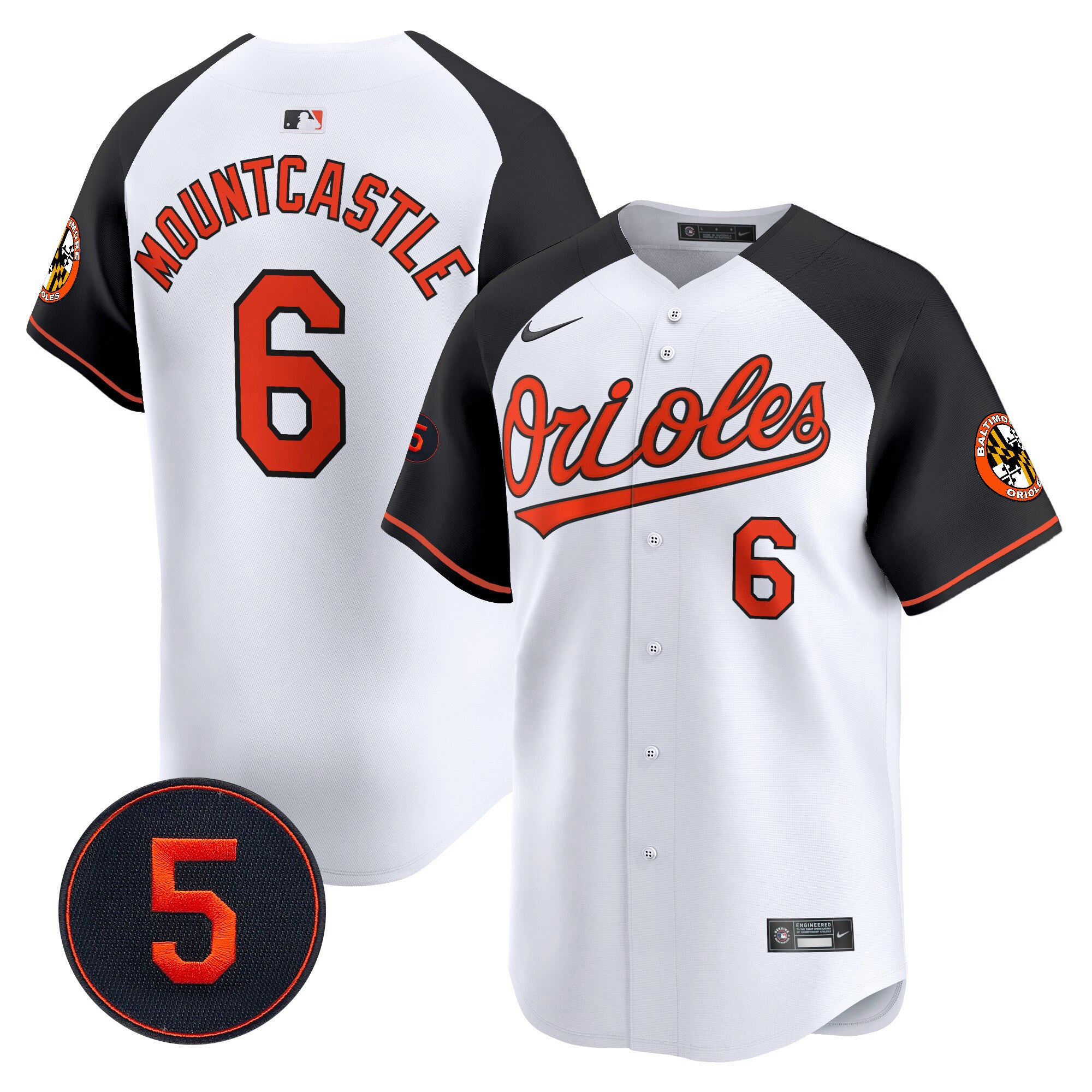 Men's Baltimore Orioles Robinson Patch Vapor Premier Limited Jersey V2 - All Stitched - White Alternate, Ryan Mountcastle