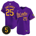 Men's Baltimore Orioles Robinson Patch Vapor Premier Limited Jersey V2 - All Stitched - Purple Gold, Anthony Santander