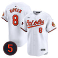 Men's Baltimore Orioles Robinson Patch Vapor Premier Limited Jersey V2 - All Stitched - White, Cal Ripken