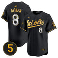 Men's Baltimore Orioles Robinson Patch Vapor Premier Limited Jersey V2 - All Stitched - Black Limited, Cal Ripken