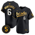 Men's Baltimore Orioles Robinson Patch Vapor Premier Limited Jersey V2 - All Stitched - Black Limited, Ryan Mountcastle
