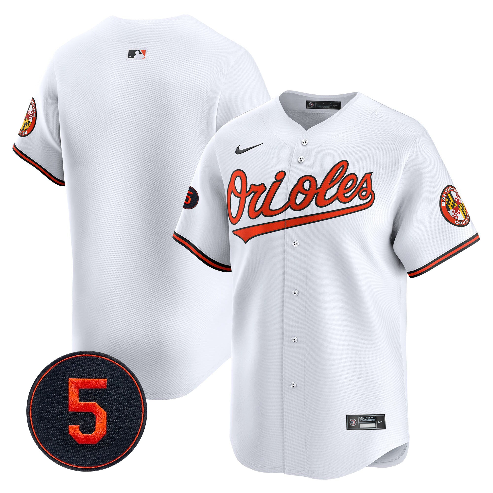 Men's Baltimore Orioles Robinson Patch Vapor Premier Limited Jersey V2 - All Stitched - White, Team