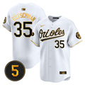 Men's Baltimore Orioles Robinson Patch Vapor Premier Limited Jersey V2 - All Stitched - White Gold, Adley Rutschman