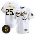 Men's Baltimore Orioles Robinson Patch Vapor Premier Limited Jersey V2 - All Stitched - White Gold, Anthony Santander