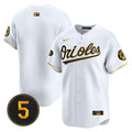 Men's Baltimore Orioles Robinson Patch Vapor Premier Limited Jersey V2 - All Stitched - White Gold, Team