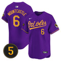 Men's Baltimore Orioles Robinson Patch Vapor Premier Limited Jersey V2 - All Stitched - Purple Gold, Ryan Mountcastle