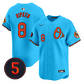 Men's Baltimore Orioles Robinson Patch Vapor Premier Limited Jersey V4 - All Stitched - Light Blue, Cal Ripken