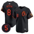 Men's Baltimore Orioles Robinson Patch Vapor Premier Limited Jersey V4 - All Stitched - Black, Cal Ripken