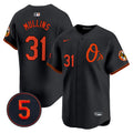 Men's Baltimore Orioles Robinson Patch Vapor Premier Limited Jersey V4 - All Stitched - Black, Cedric Mullins