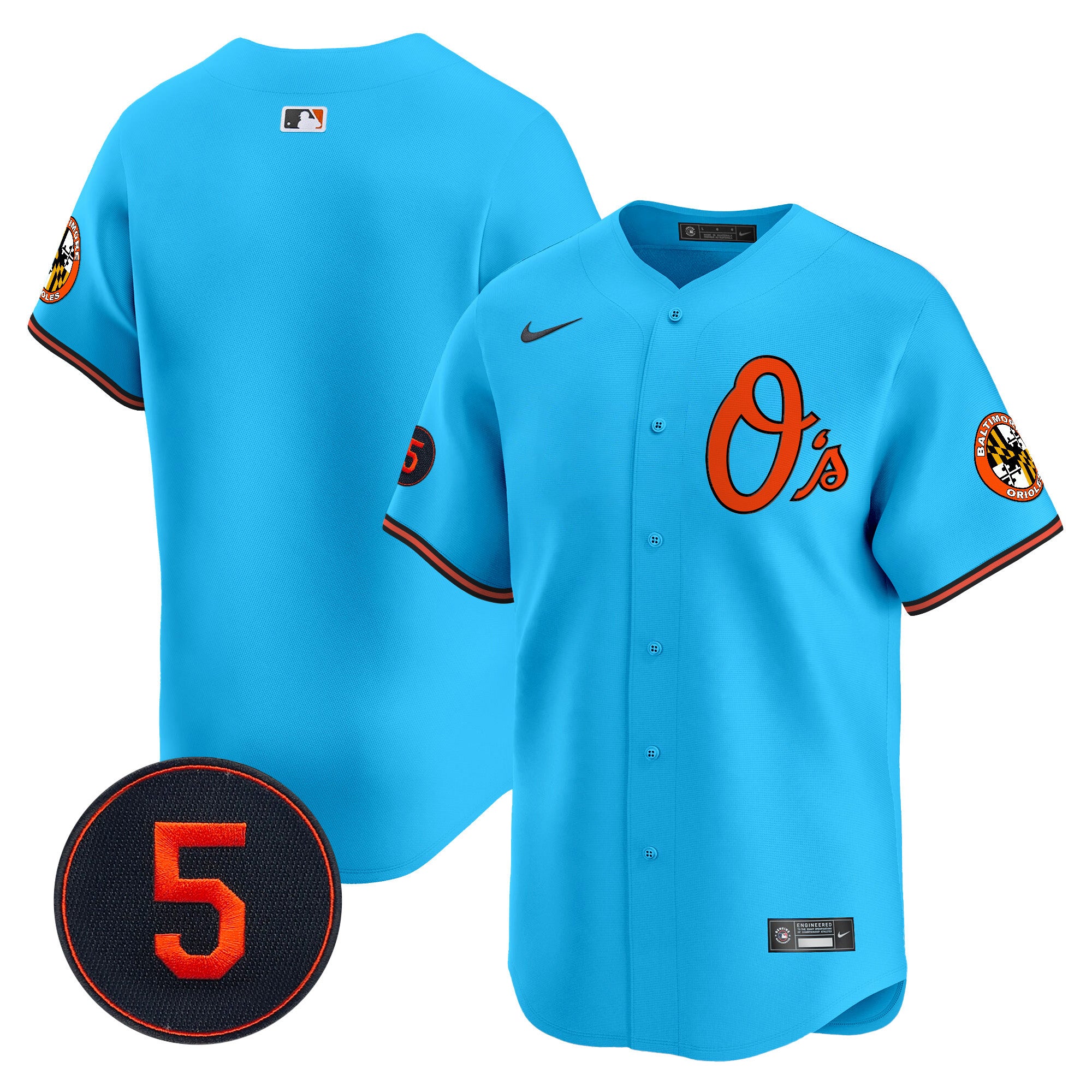 Men's Baltimore Orioles Robinson Patch Vapor Premier Limited Jersey V4 - All Stitched - Light Blue, Team