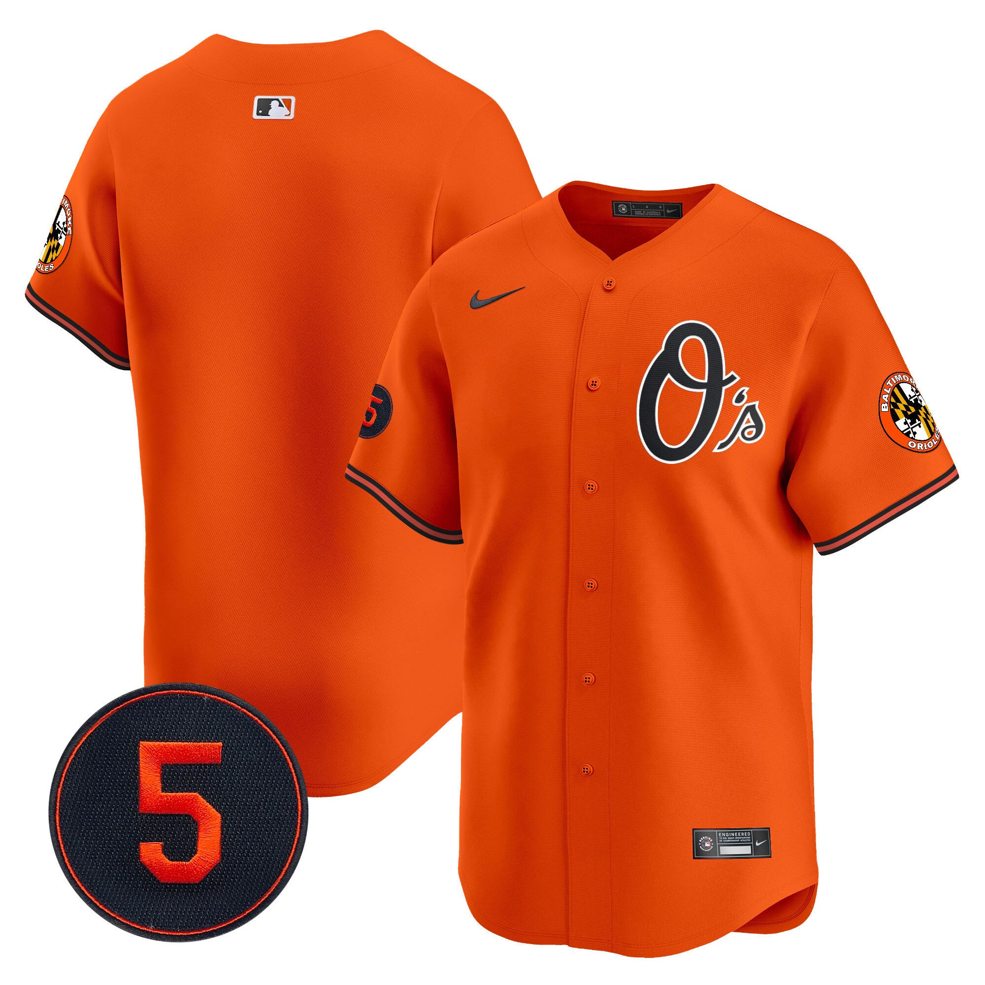 Men's Baltimore Orioles Robinson Patch Vapor Premier Limited Jersey V4 - All Stitched - Orange, Team