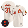 Men's Baltimore Orioles Robinson Patch Vapor Premier Limited Jersey V4 - All Stitched - Cream, Cedric Mullins