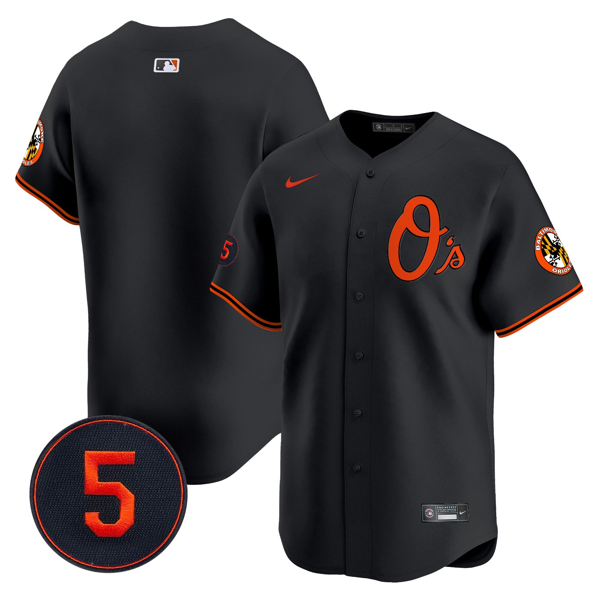 Men's Baltimore Orioles Robinson Patch Vapor Premier Limited Jersey V4 - All Stitched - Black, Team