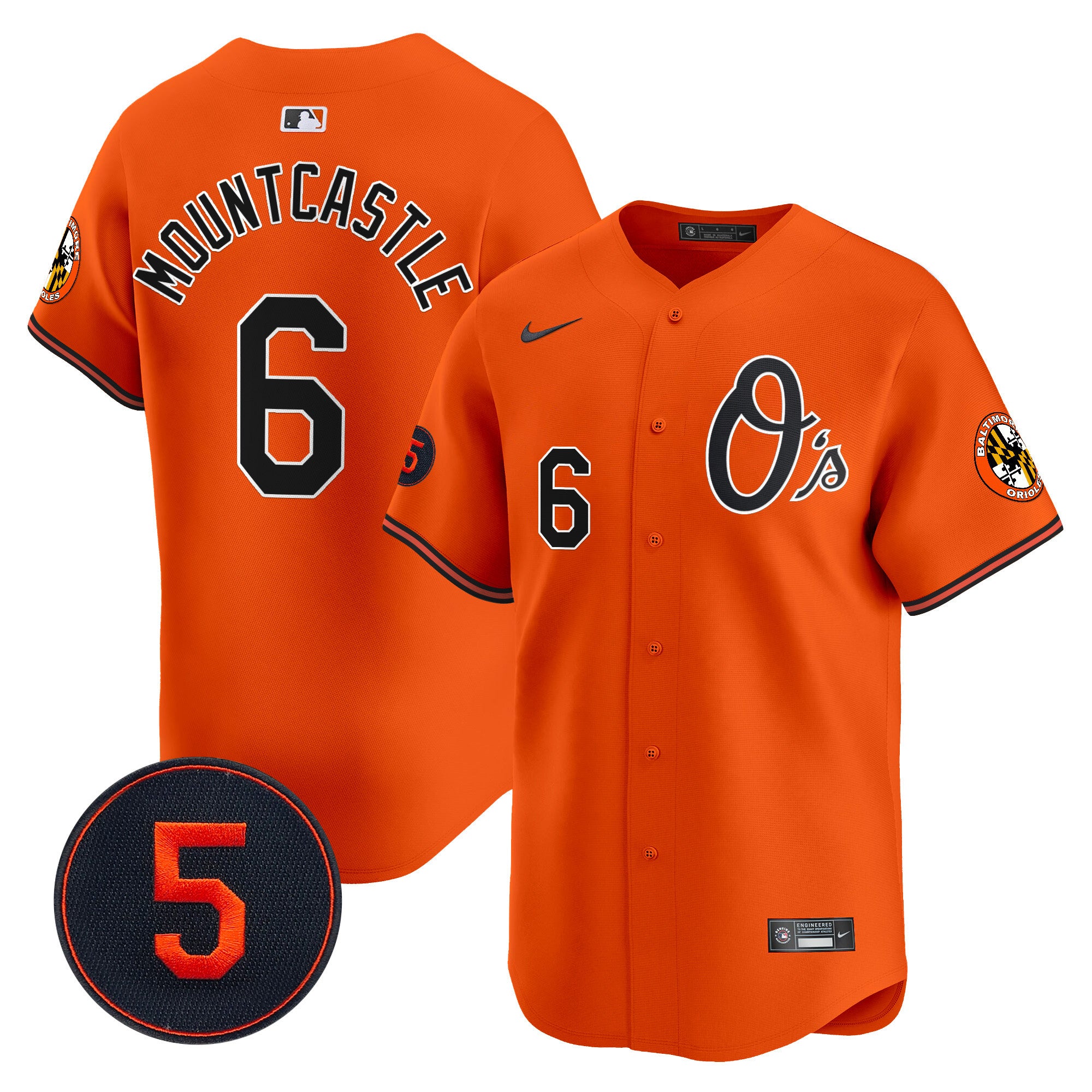 Men's Baltimore Orioles Robinson Patch Vapor Premier Limited Jersey V4 - All Stitched - Orange, Ryan Mountcastle