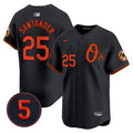 Men's Baltimore Orioles Robinson Patch Vapor Premier Limited Jersey V4 - All Stitched - Black, Anthony Santander