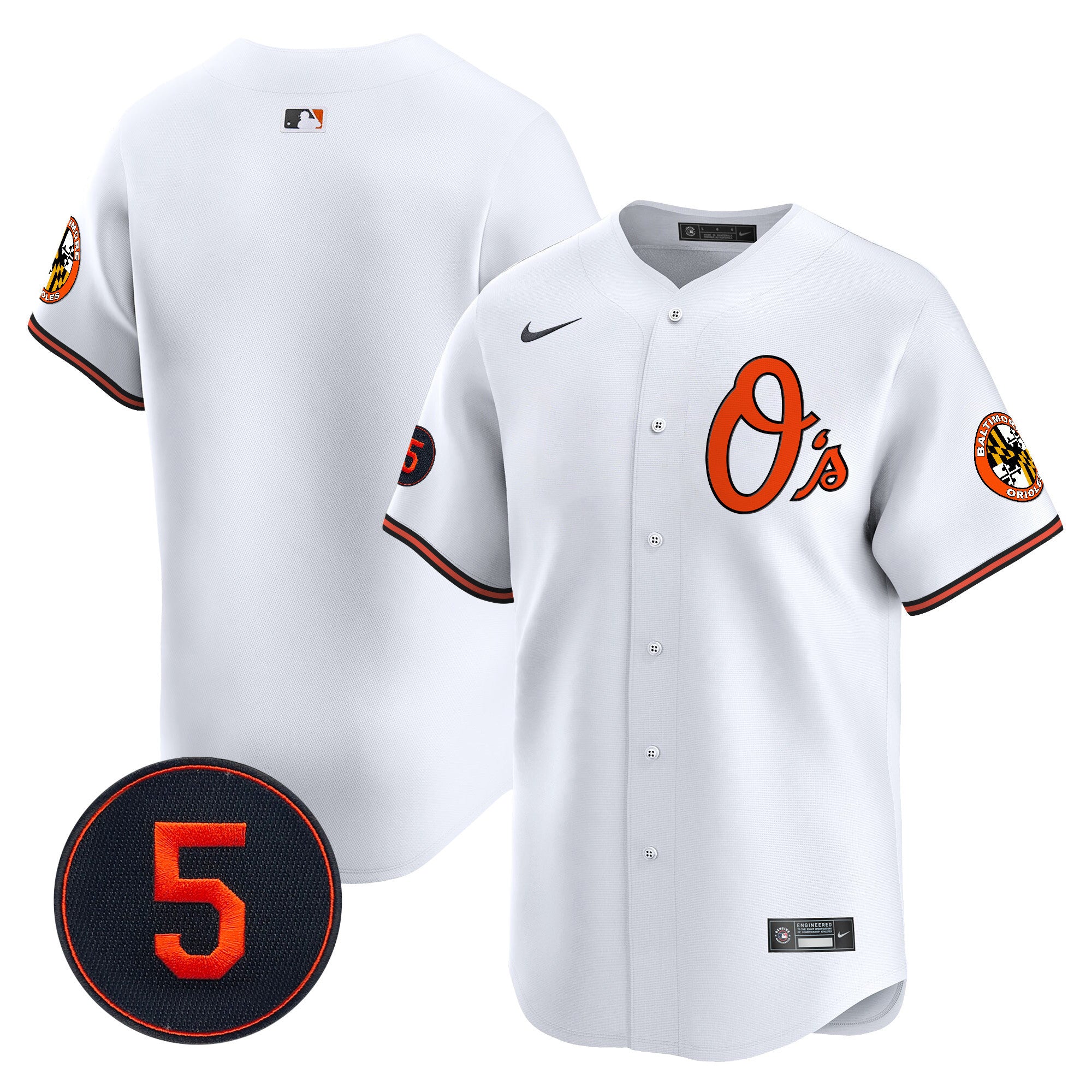 Men's Baltimore Orioles Robinson Patch Vapor Premier Limited Jersey V4 - All Stitched - White, Team