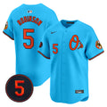 Men's Baltimore Orioles Robinson Patch Vapor Premier Limited Jersey V4 - All Stitched - Light Blue, Brooks Robinson