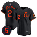 Men's Baltimore Orioles Robinson Patch Vapor Premier Limited Jersey V4 - All Stitched - Black, Gunnar Henderson