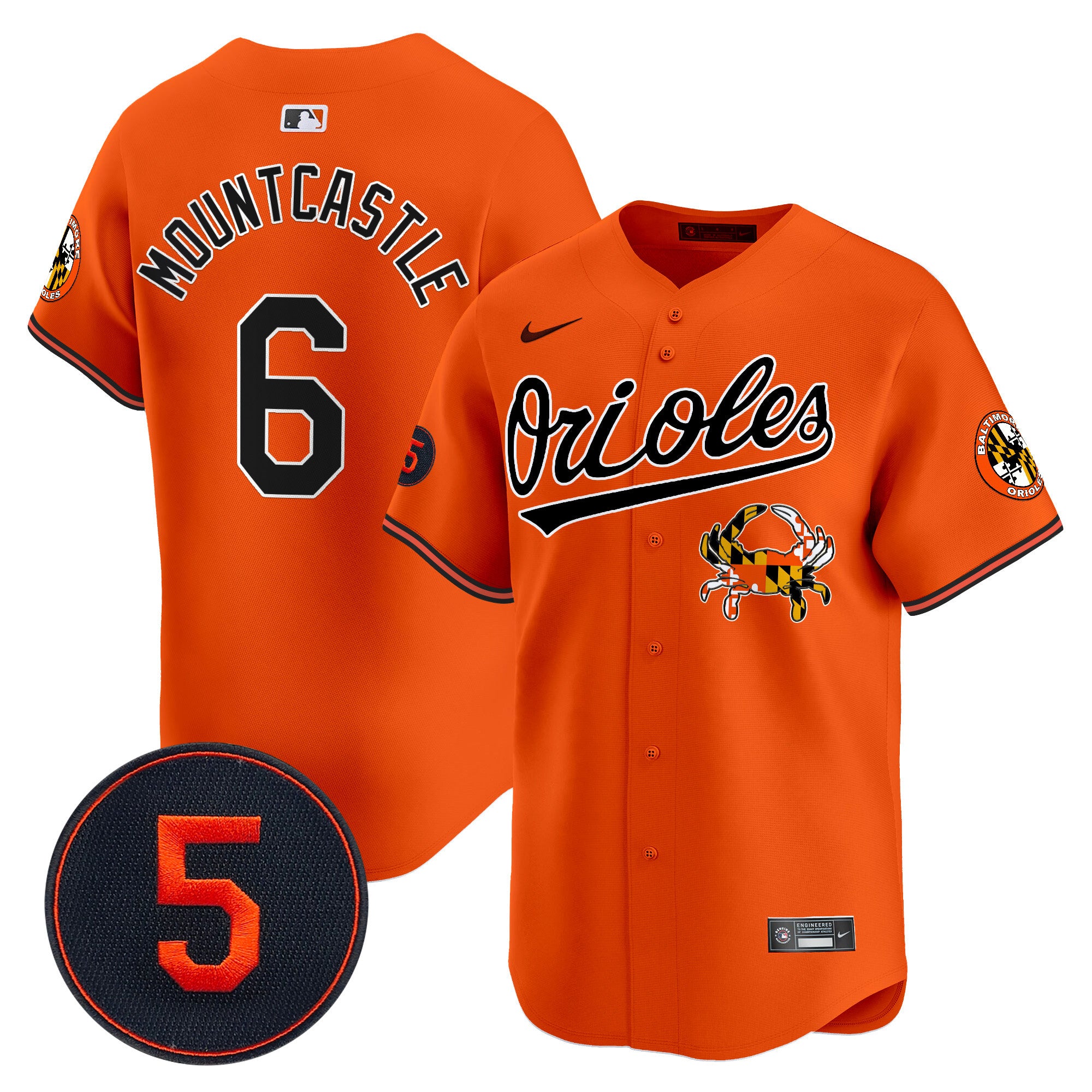 Men's Baltimore Orioles Robinson Patch Vapor Premier Limited Jersey V9 - All Stitched - Orange, Ryan Mountcastle