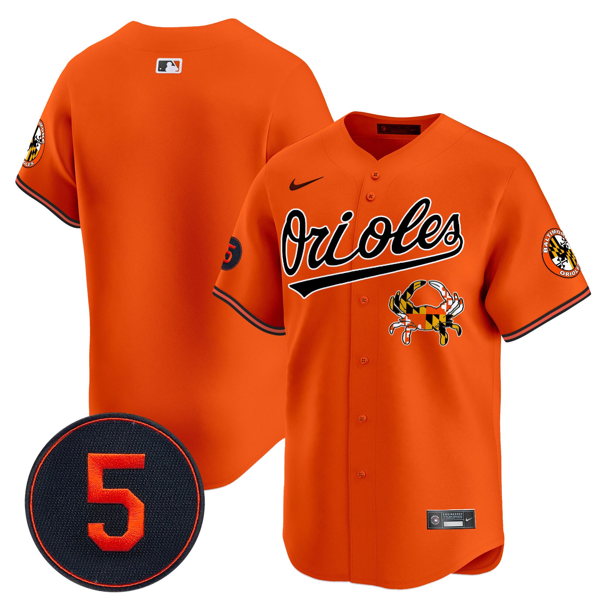 Men's Baltimore Orioles Robinson Patch Vapor Premier Limited Jersey V9 - All Stitched - Orange, Team